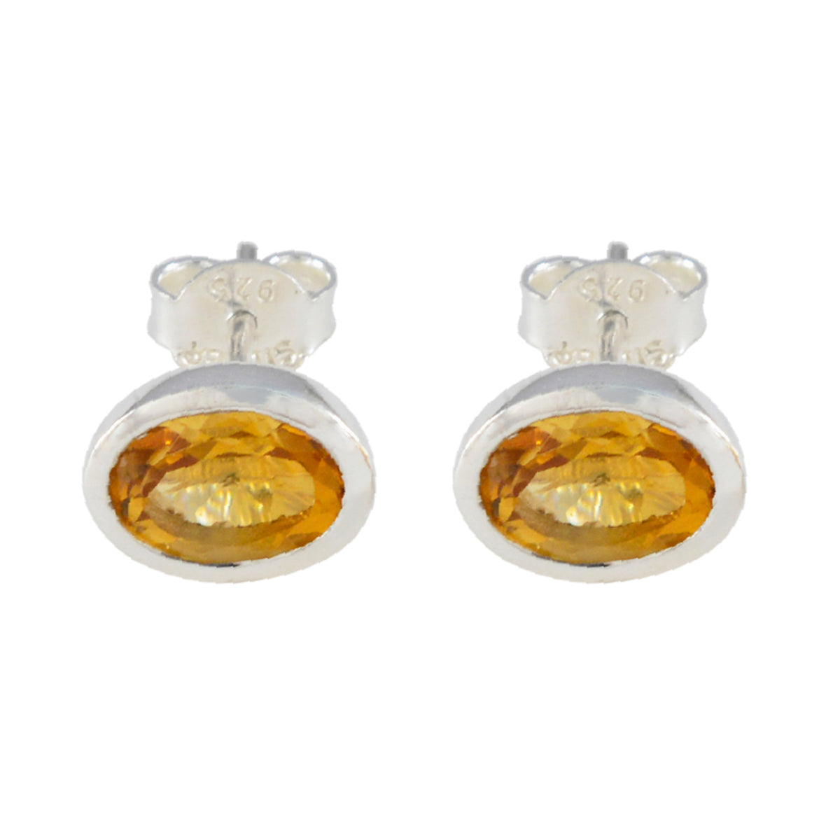 Hua Yellow Delicate Solitaire Stud Earring Citrine Yellow Stud