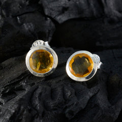 Wen Yellow Dainty Solitaire Stud Earring