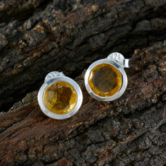 Wen Yellow Dainty Solitaire Stud Earring
