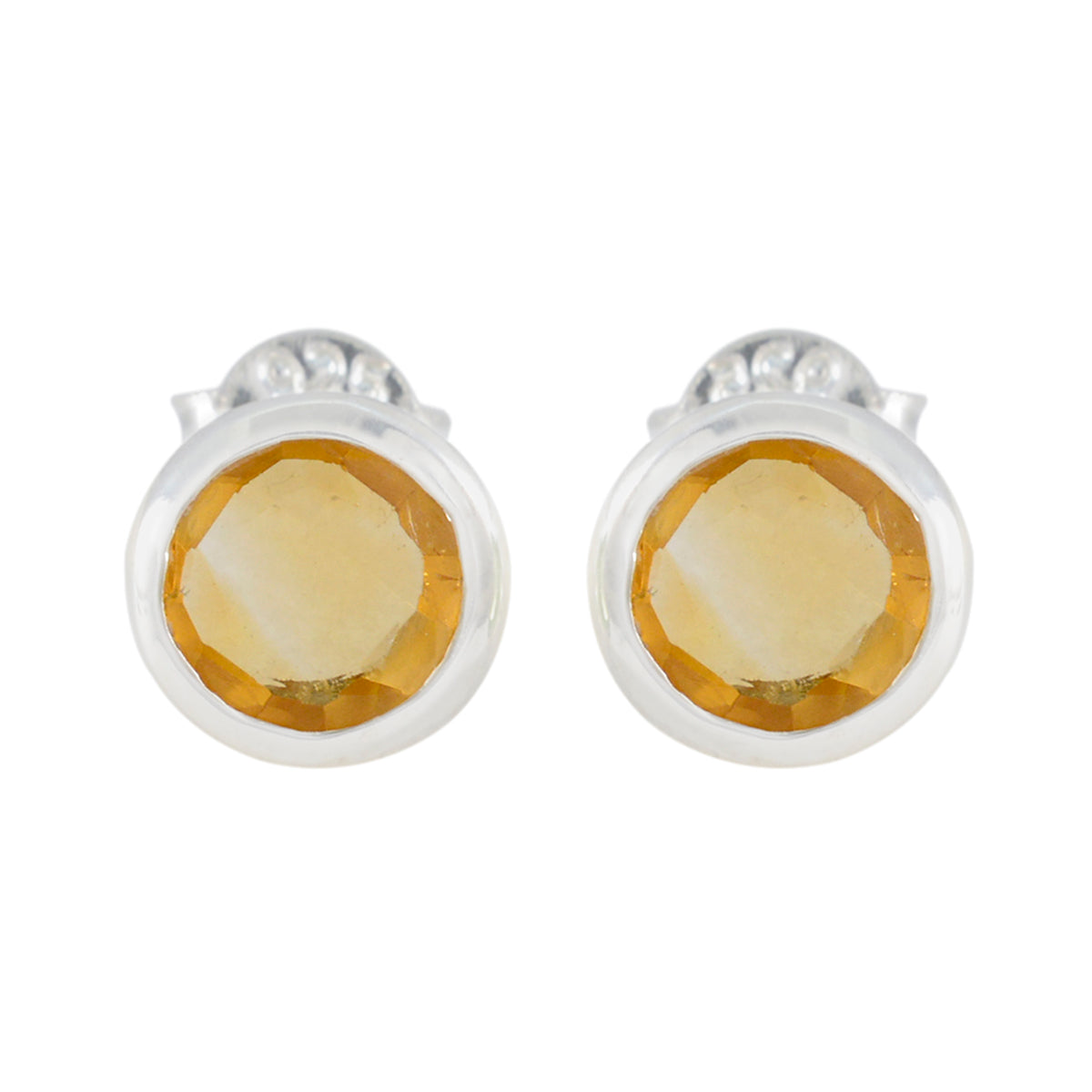 Wen Yellow Dainty Solitaire Stud Earring Citrine Yellow Stud