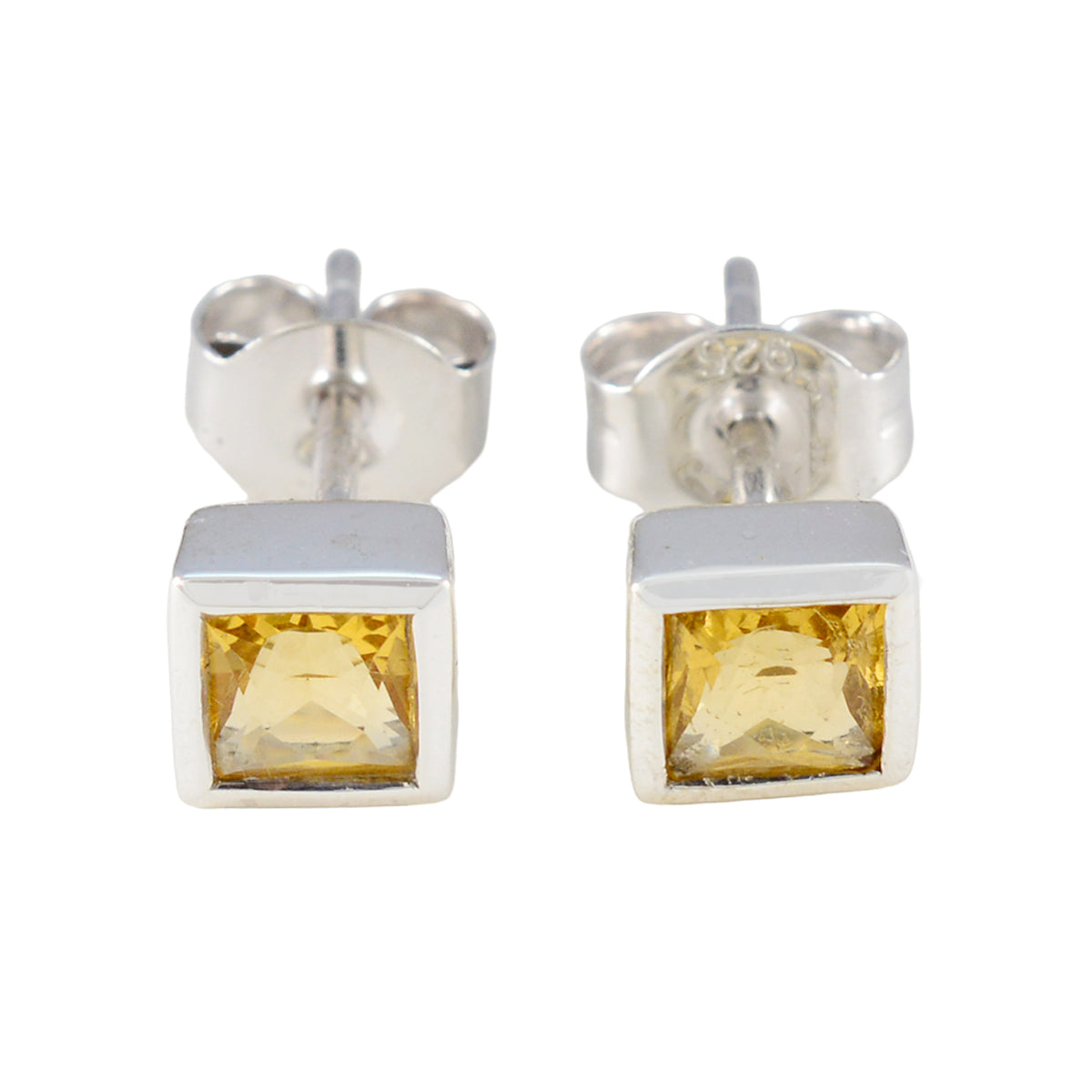 Joaquina Yellow Elegant Solitaire Stud Earring Citrine Yellow Stud