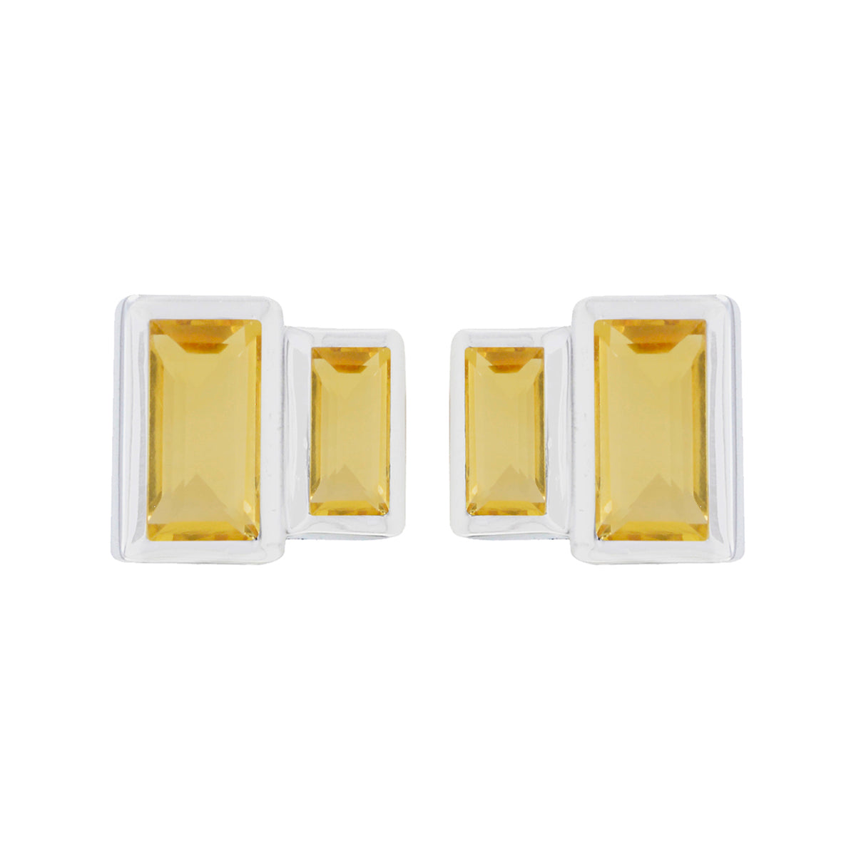 Patricia Yellow Whisper thin Toi et Moi Stud Earring Citrine Yellow Stud