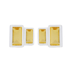 Patricia Yellow Whisper thin Toi et Moi Stud Earring Citrine Yellow Stud
