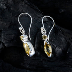 Luna Yellow Whisper thin Toi et Moi Dangle Earring