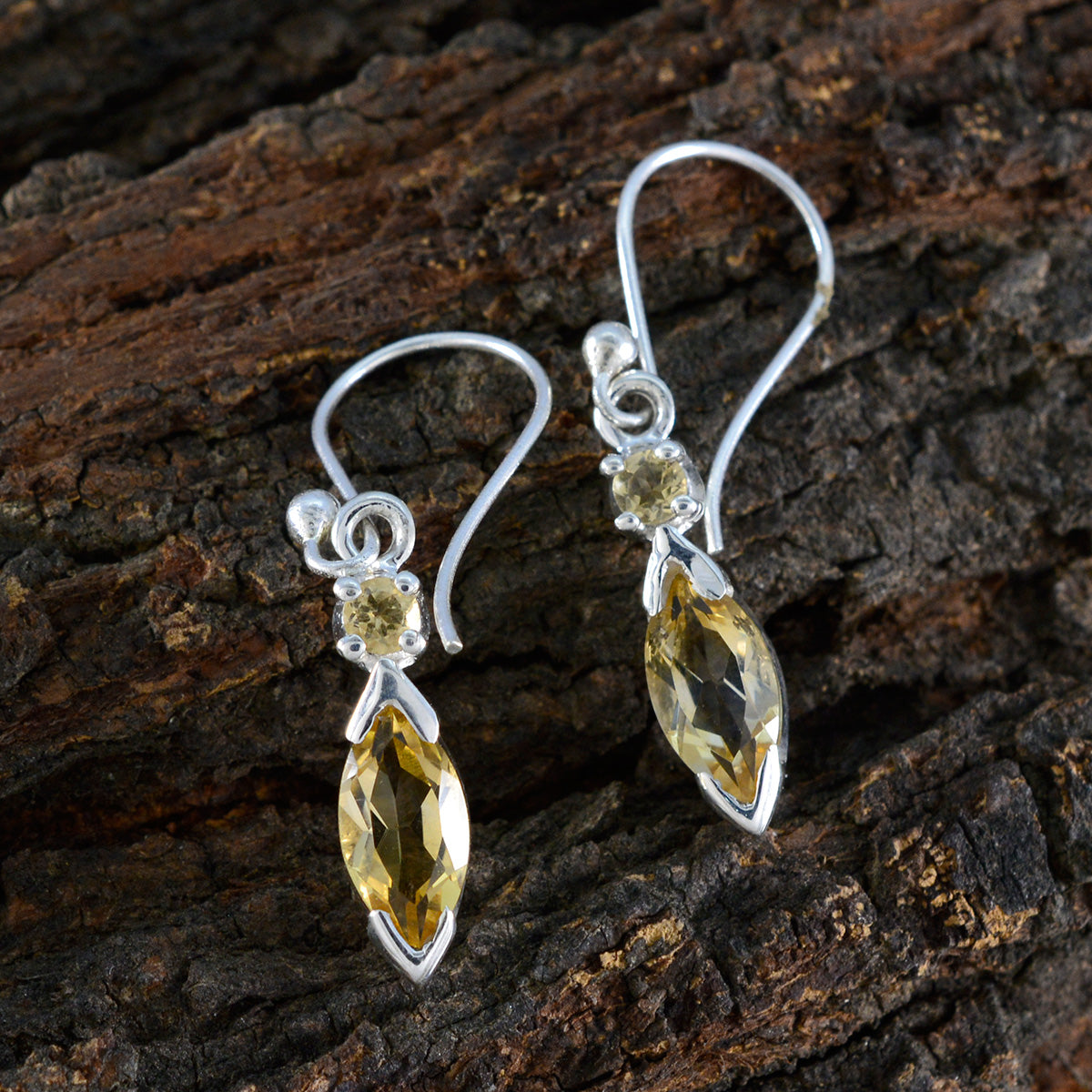 Luna Yellow Whisper thin Toi et Moi Dangle Earring