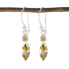 Luna Yellow Whisper thin Toi et Moi Dangle Earring Citrine Yellow Dangle