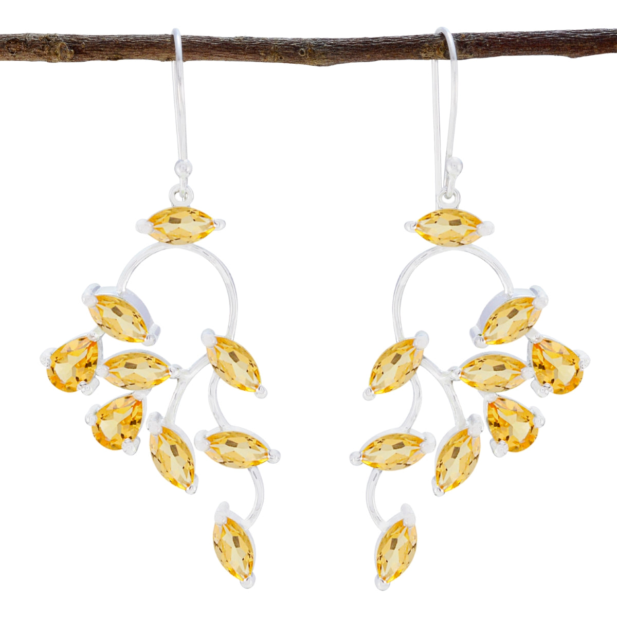 Elena Yellow Edgy multiple Dangle Earring Citrine Yellow Dangle