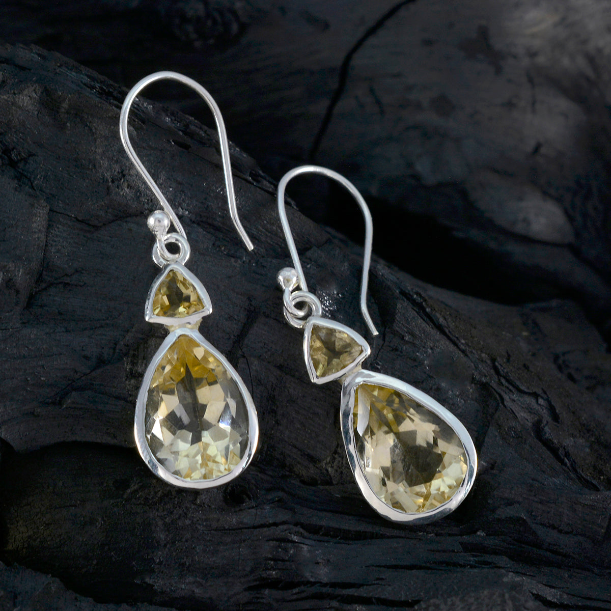 Andrea Yellow Slim Toi et Moi Dangle Earring