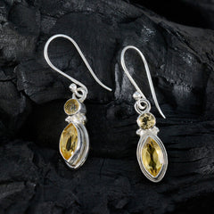 Audrey Yellow Whisper thin Toi et Moi Dangle Earring