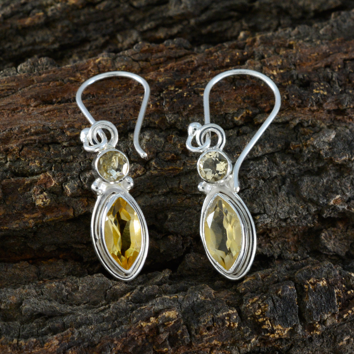 Audrey Yellow Whisper thin Toi et Moi Dangle Earring