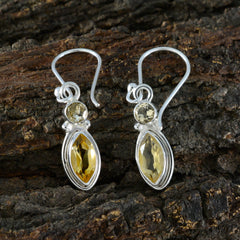 Audrey Yellow Whisper thin Toi et Moi Dangle Earring