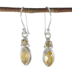 Audrey Yellow Whisper thin Toi et Moi Dangle Earring Citrine Yellow Dangle