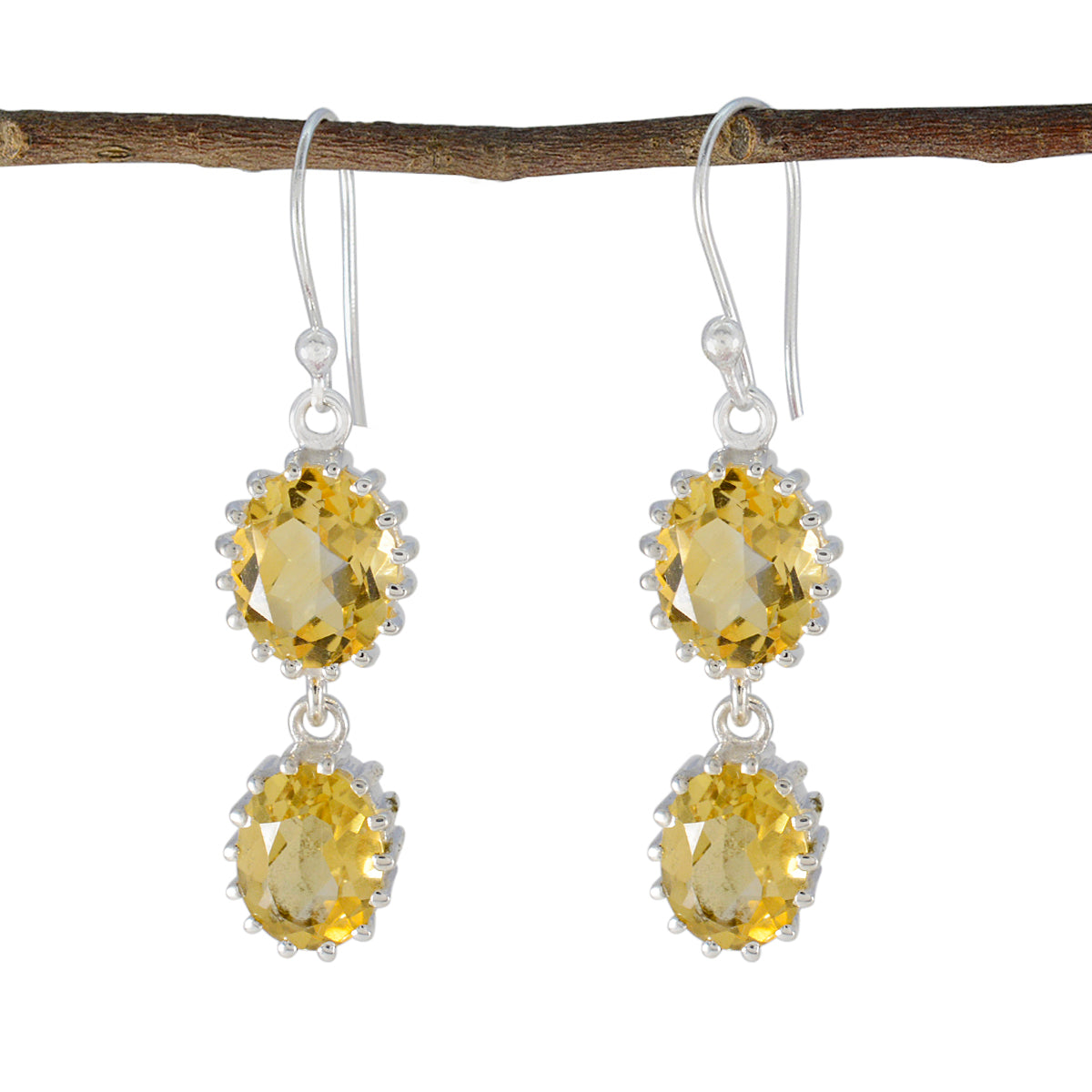 Laura Yellow Versatile Toi et Moi Dangle Earring Citrine Yellow Dangle
