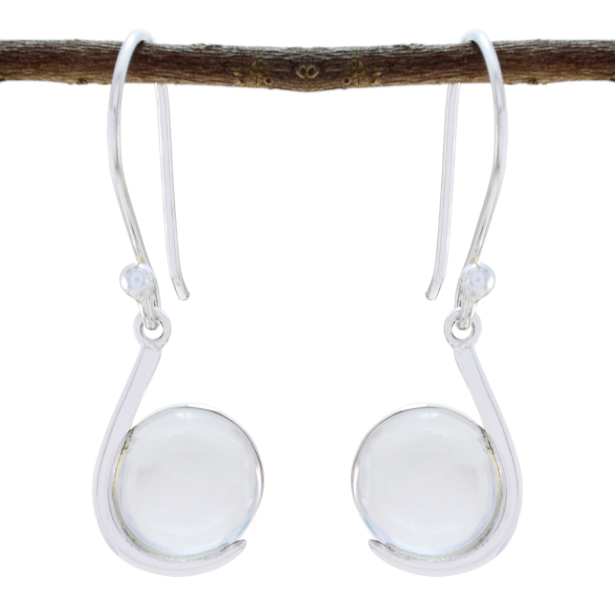 Eun ji White Featherlight Solitaire Dangle Earring Crystal Quartz White Dangle
