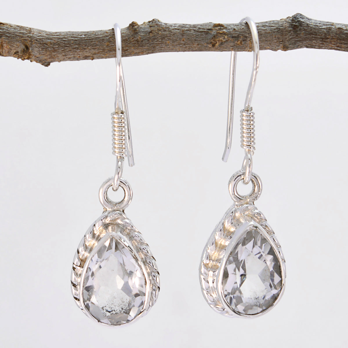Haruka White Dainty multiple Dangle Earring Crystal Quartz White Dangle