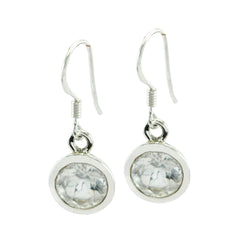 Hye jin White Delicate Solitaire Dangle Earring Crystal Quartz White Dangle