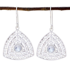 Ji eun White Eye catching Solitaire Dangle Earring Crystal Quartz White Dangle