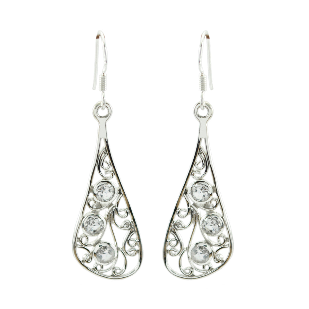 Rebeca White Whisper thin multiple Dangle Earring Crystal Quartz White Dangle