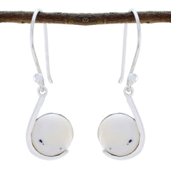 Mei White Featherlight Solitaire Dangle Earring Dendrite Opal White Dangle