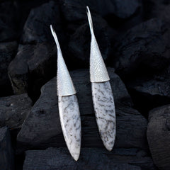 Haruka White Edgy Solitaire Dangle Earring