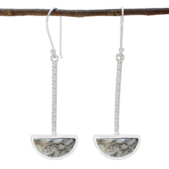 Min seo White Classic Solitaire Dangle Earring Dendrite Opal White Dangle