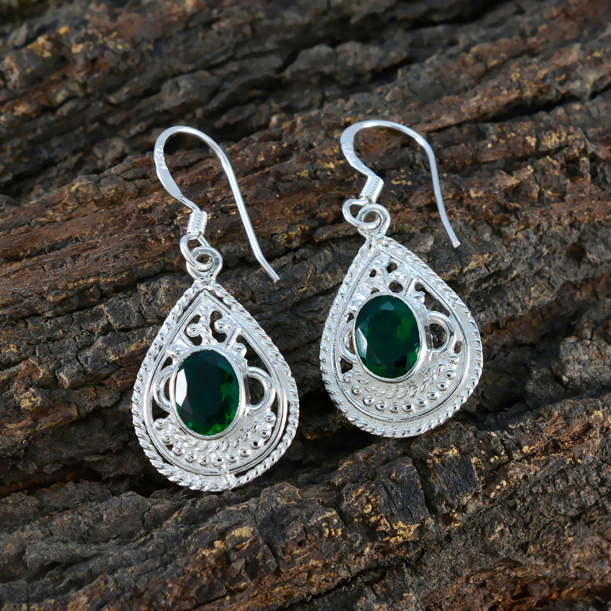 Naomi Green Dainty Solitaire Dangle Earring