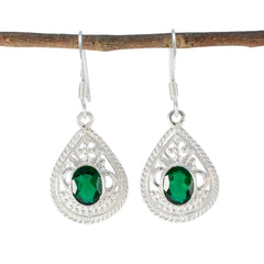Naomi Green Dainty Solitaire Dangle Earring Emerald CZ Green Dangle