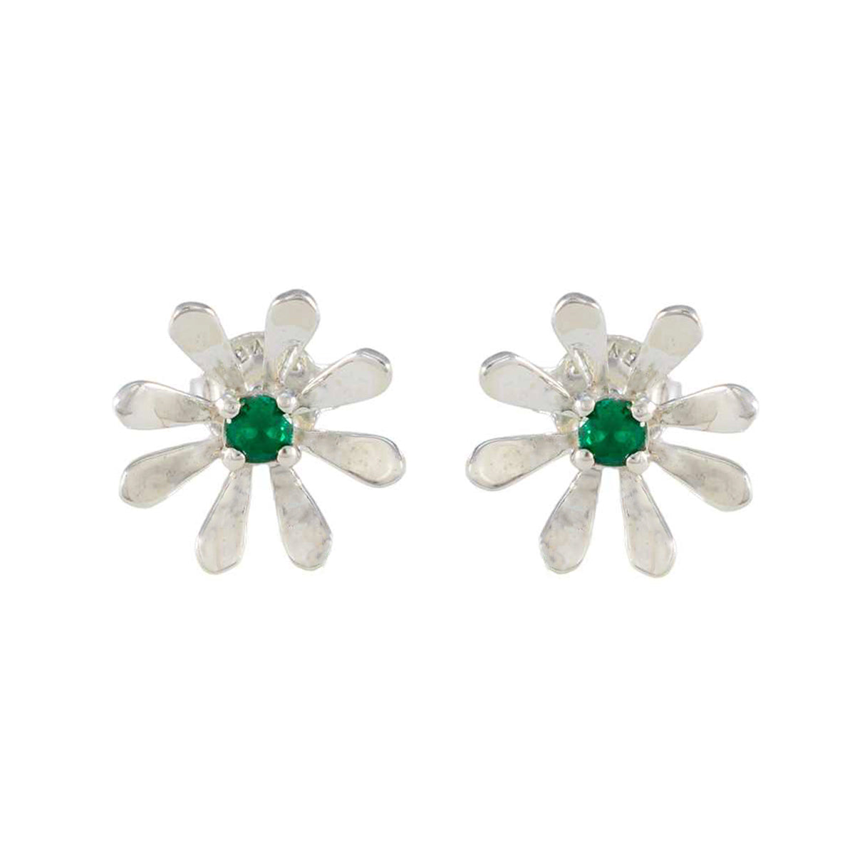 Antonia Green Delicate Solitaire Stud Earring Emerald CZ Green Stud