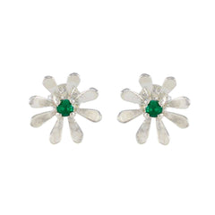 Antonia Green Delicate Solitaire Stud Earring Emerald CZ Green Stud