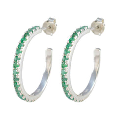 Charlotte Green Slim multiple Stud Earring Indian Emerald Green Stud