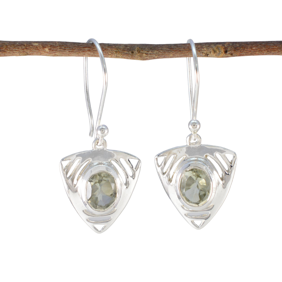 Camila Green Tiny Solitaire Dangle Earring Green Amethyst Green Dangle