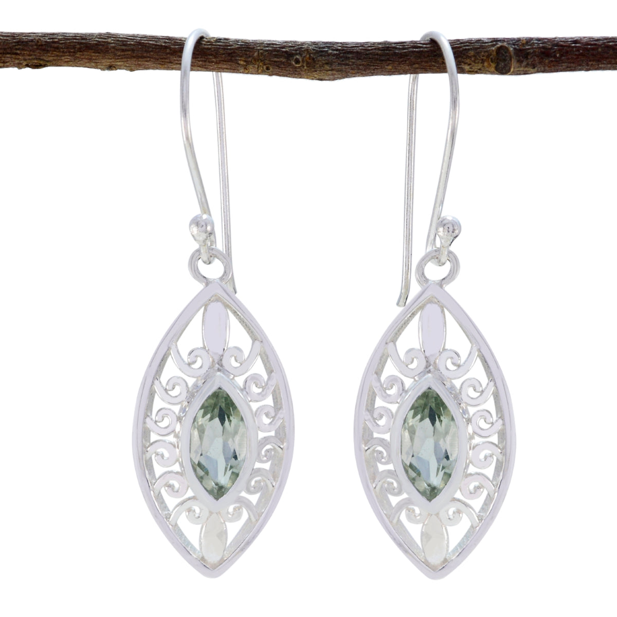 Carla Green Featherlight Solitaire Dangle Earring Green Amethyst Green Dangle