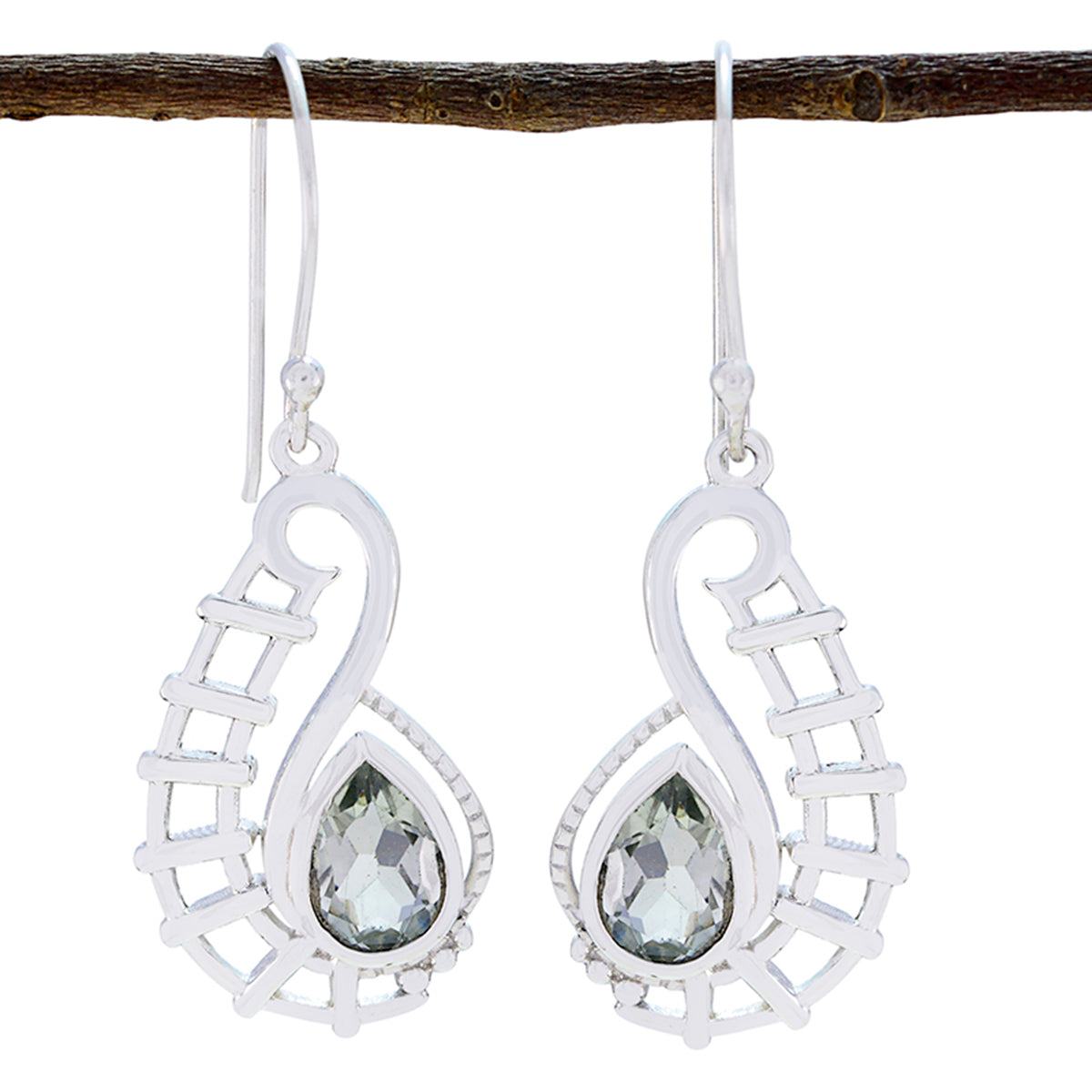 Cecilia Green Featherlight Solitaire Dangle Earring Green Amethyst Green Dangle