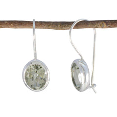Elena Green Delicate Solitaire Dangle Earring Green Amethyst Green Dangle