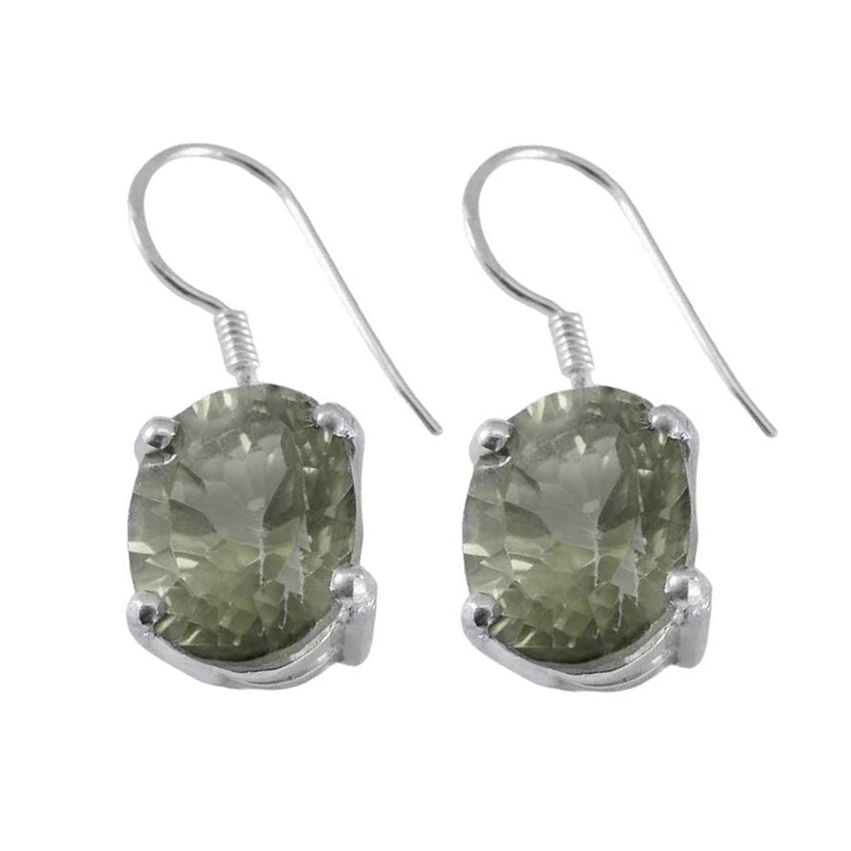 Haruka Green Slim Solitaire Dangle Earring Green Amethyst Green Dangle