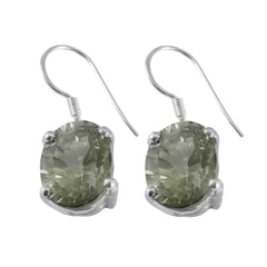 Haruka Green Slim Solitaire Dangle Earring Green Amethyst Green Dangle