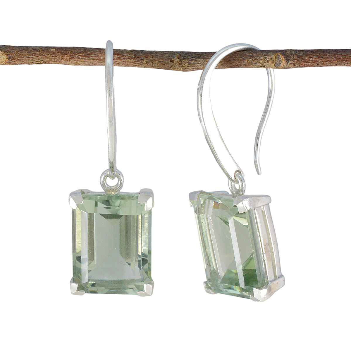Li Lee Green Edgy Solitaire Dangle Earring Green Amethyst Green Dangle