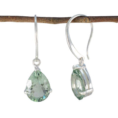 Gabriela Green Tiny Solitaire Dangle Earring Green Amethyst Green Dangle