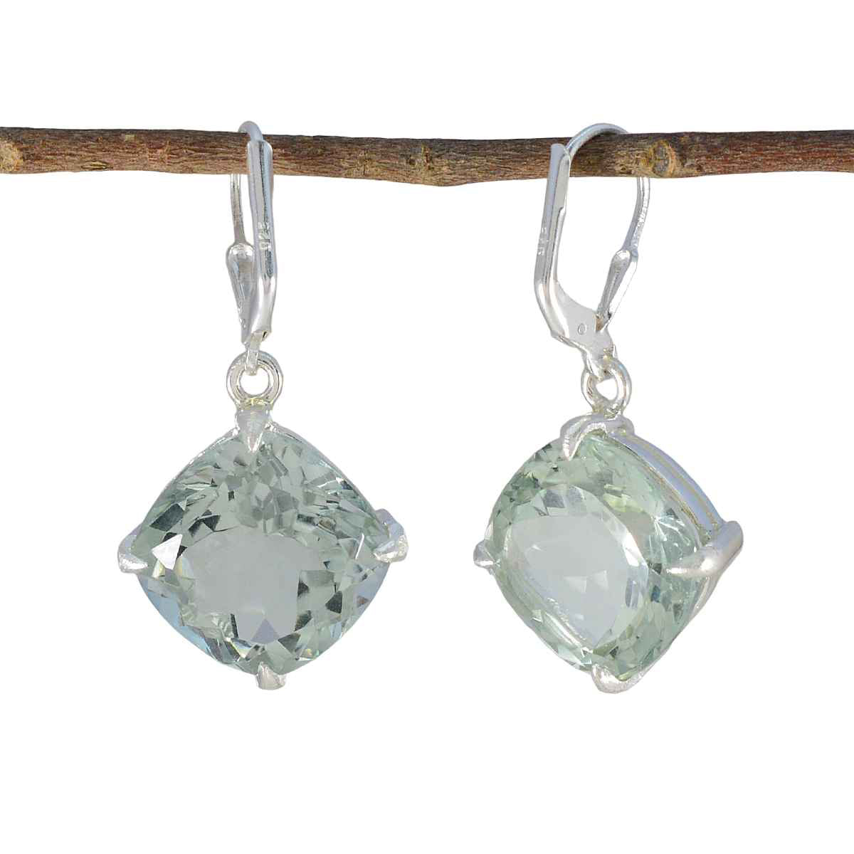 Isabella Green Edgy Solitaire Dangle Earring Green Amethyst Green Dangle