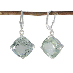 Isabella Green Edgy Solitaire Dangle Earring Green Amethyst Green Dangle