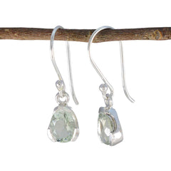 Nari Green Slim Solitaire Dangle Earring Green Amethyst Green Dangle