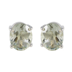 Julia Green Delicate Solitaire Stud Earring Green Amethyst Green Stud