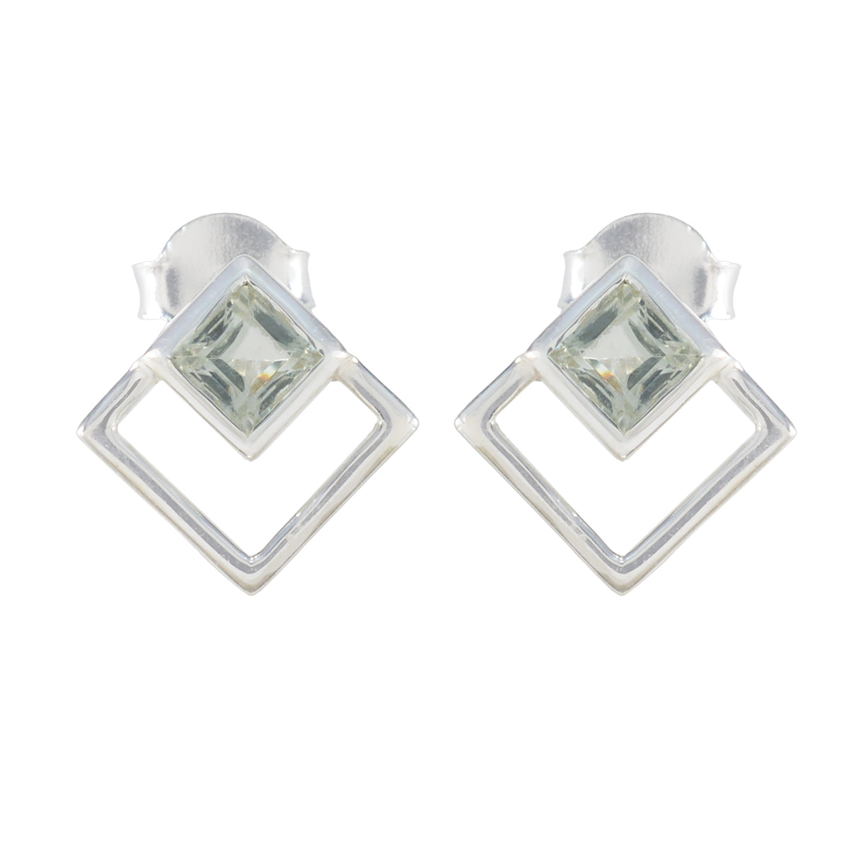 Alejandra Green Elegant Solitaire Stud Earring Green Amethyst Green Stud