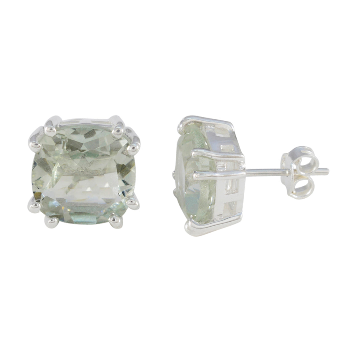 Andrea Green Slim Solitaire Stud Earring Green Amethyst Green Stud