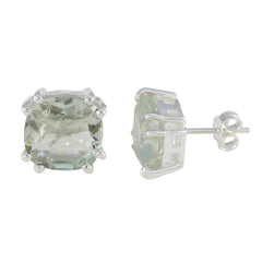 Andrea Green Slim Solitaire Stud Earring Green Amethyst Green Stud