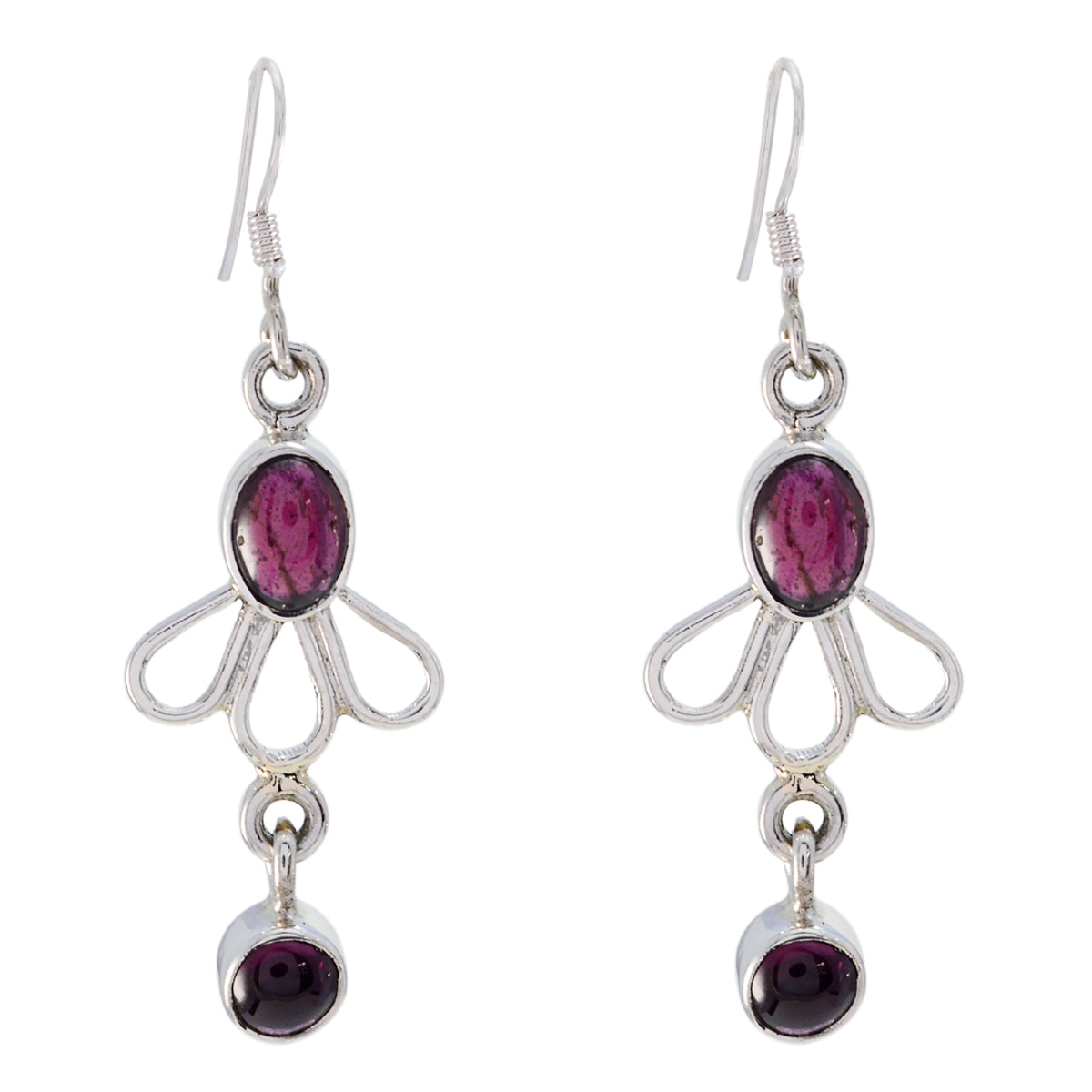 Julia Red Slim multiple Dangle Earring Garnet Red Dangle