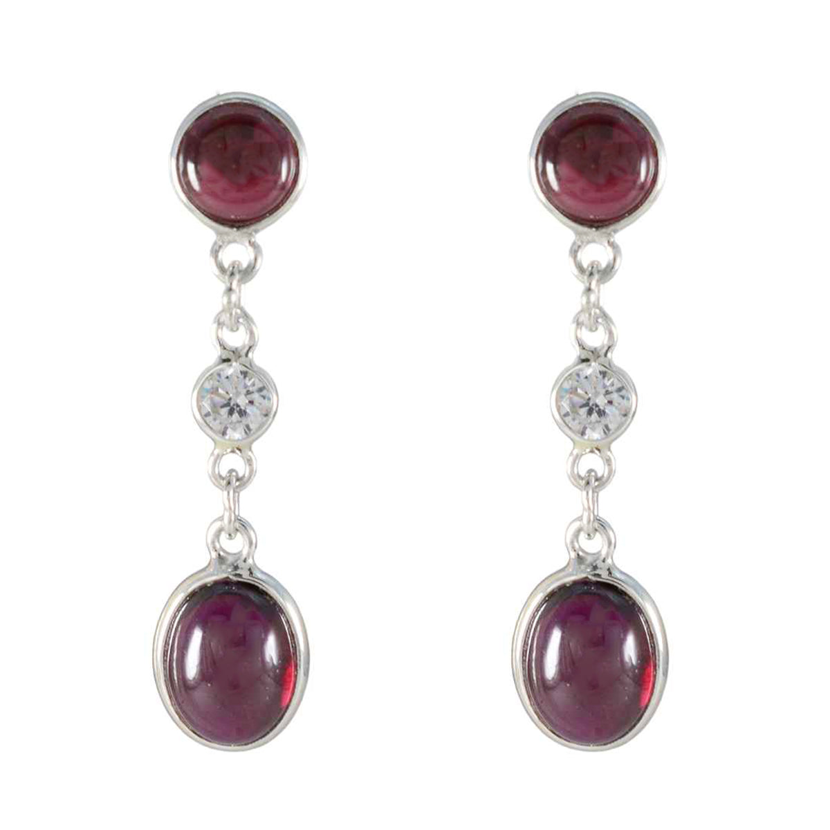 Sara Red Delicate multiple Stud Earring Garnet Red Stud