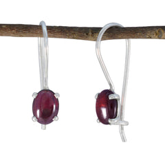 Pauline Red Delicate Solitaire Dangle Earring Garnet Red Dangle