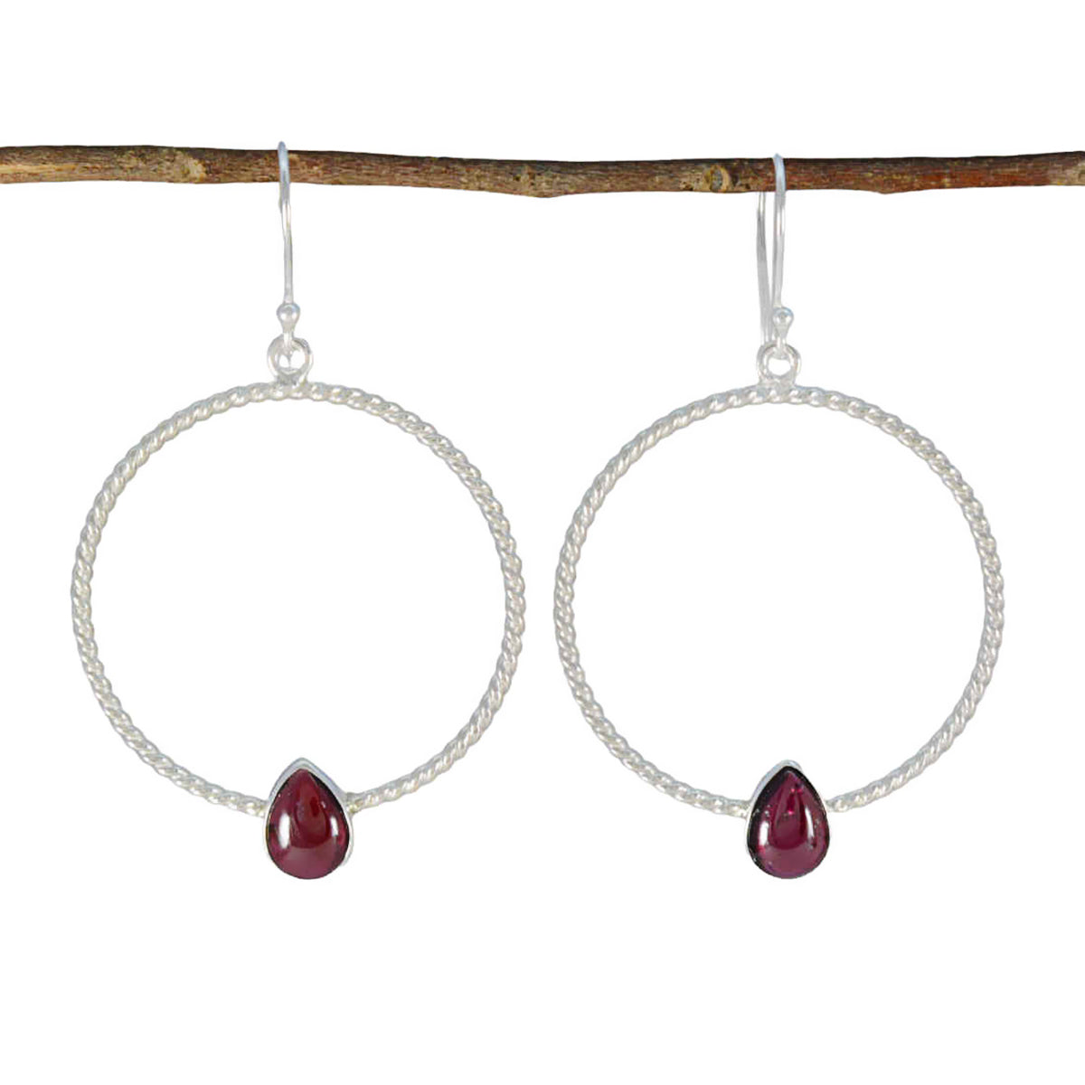 Autumn Red Tiny Solitaire Dangle Earring Garnet Red Dangle
