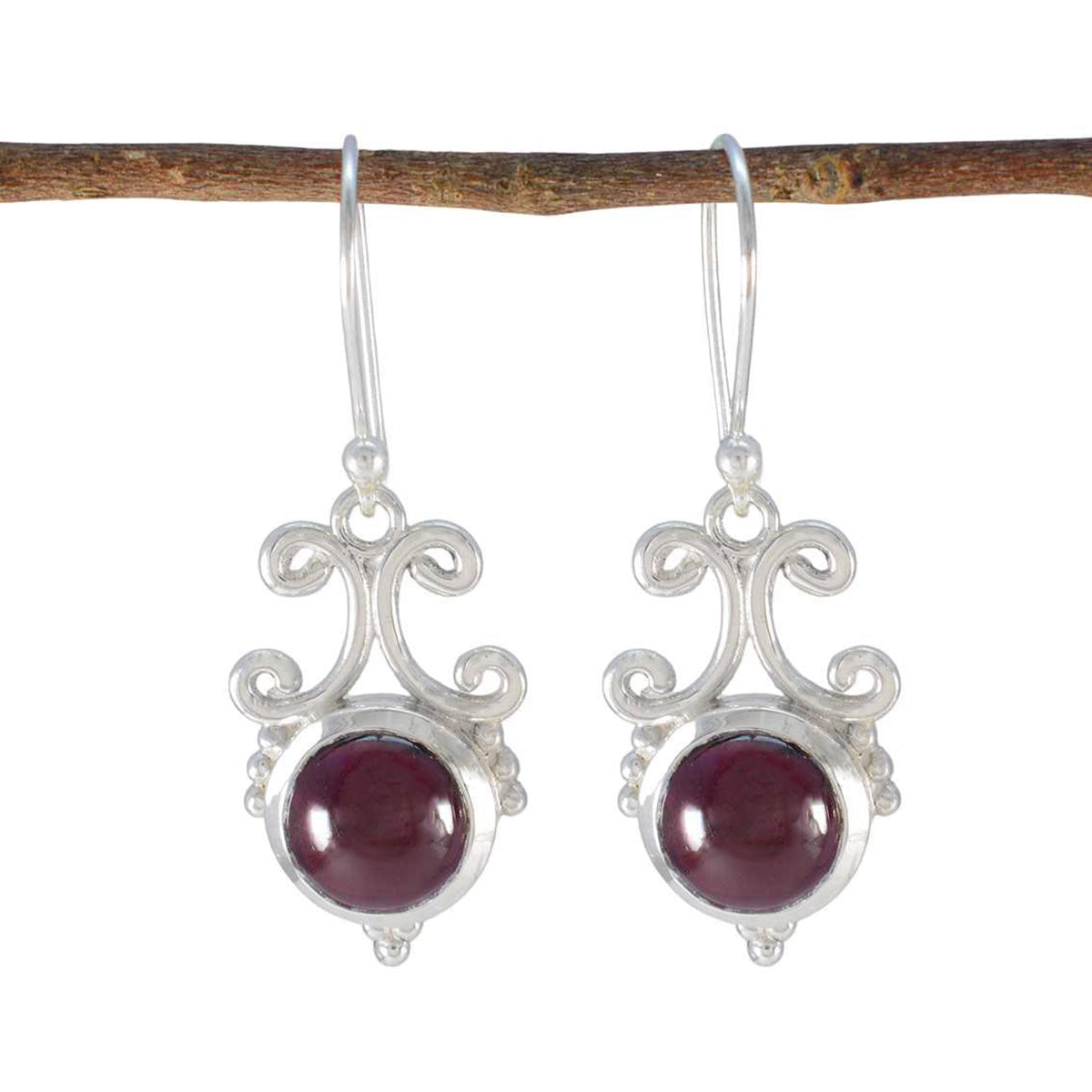 Agustina Red Mid weight Solitaire Dangle Earring Garnet Red Dangle